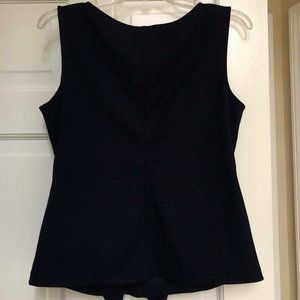 Ann Taylor Navy Tie Front Sleeveless Blouse